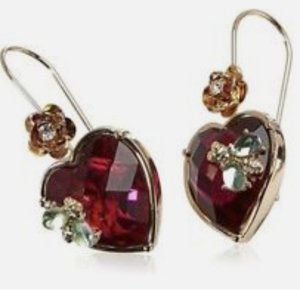 Betsey Johnson Heart Drop Earrings NEW